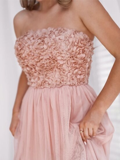 Rose shoulders off maxi jurk 