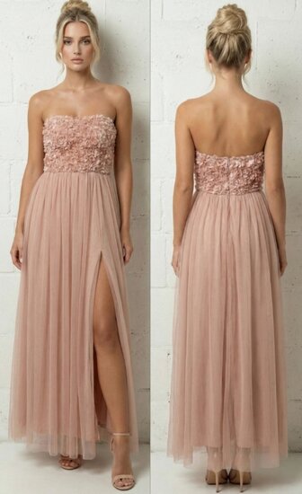 Rose shoulders off maxi jurk 