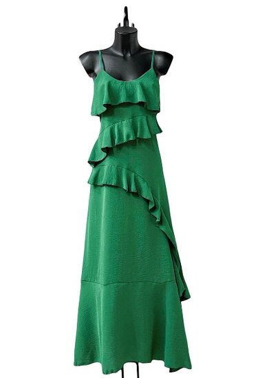 Trendy armloze groene maxi jurk 