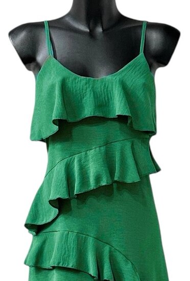 Trendy armloze groene maxi jurk 