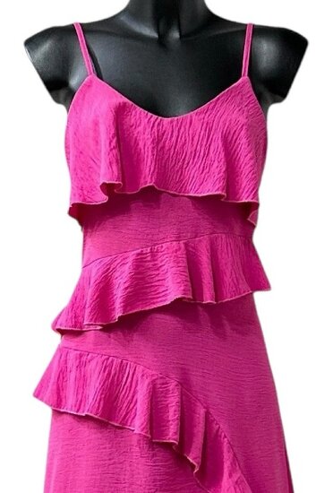 Trendy armloze fuchsia maxi jurk 