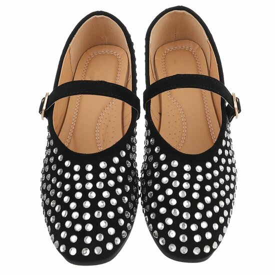Zwarte ballerina’s  Cedy met strass steentjes en bandje
