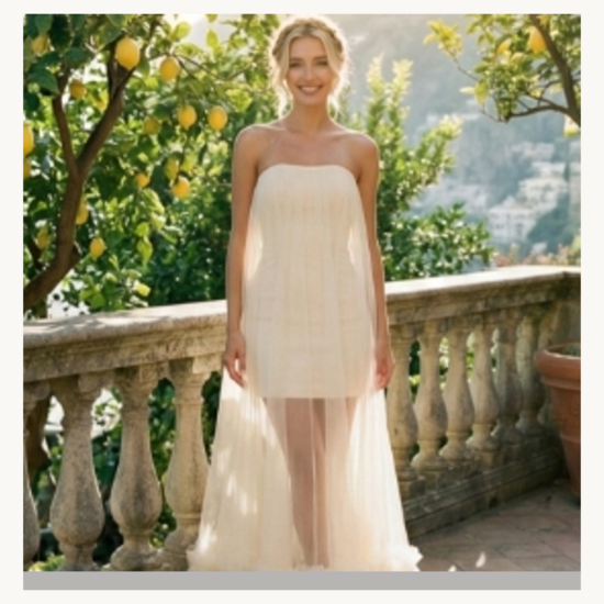 Elegante cream bustier jurk met tulle