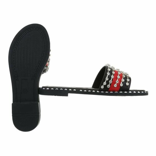 Zwarte fashion slipper  Fiya met strass.
