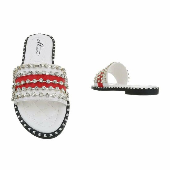 Witte fashion slipper  Fiya met strass