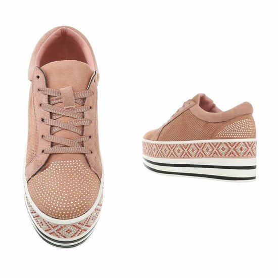 Roze platform sneakers Lina met strass details