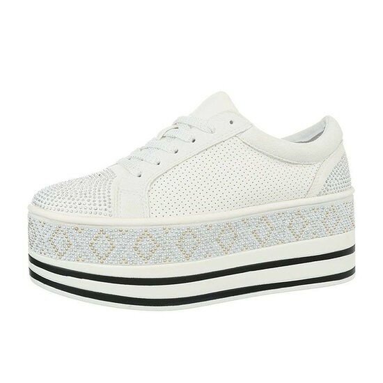 Witte platform sneakers Lina met strass details