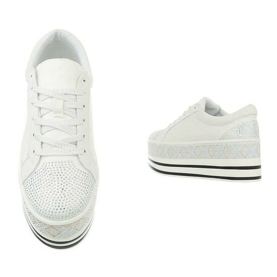 Witte platform sneakers Lina met strass details