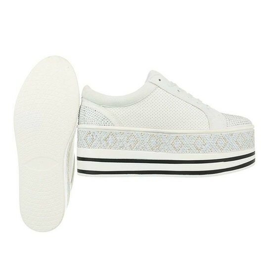 Witte platform sneakers Lina met strass details