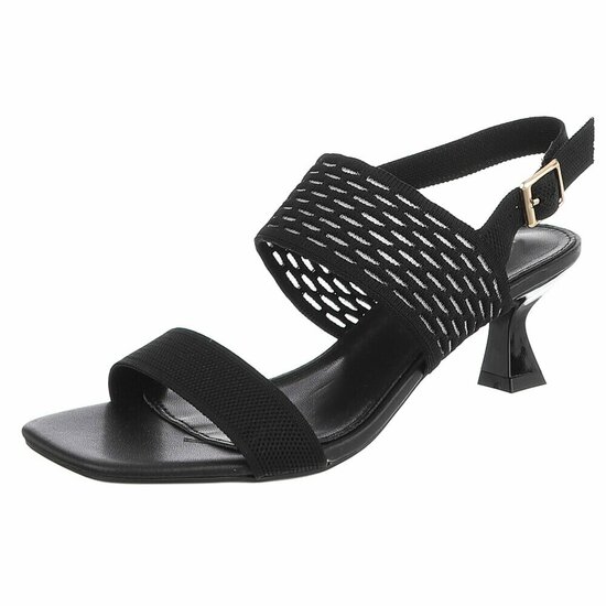 Elegante zwarte sandalette met sculptuurhak