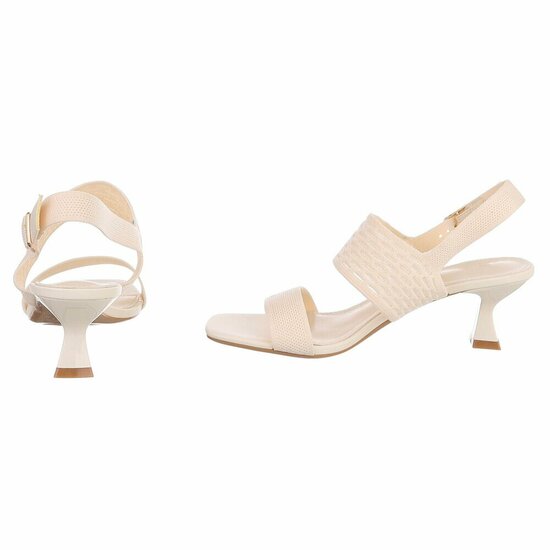 Elegante beige sandalette met sculptuurhak