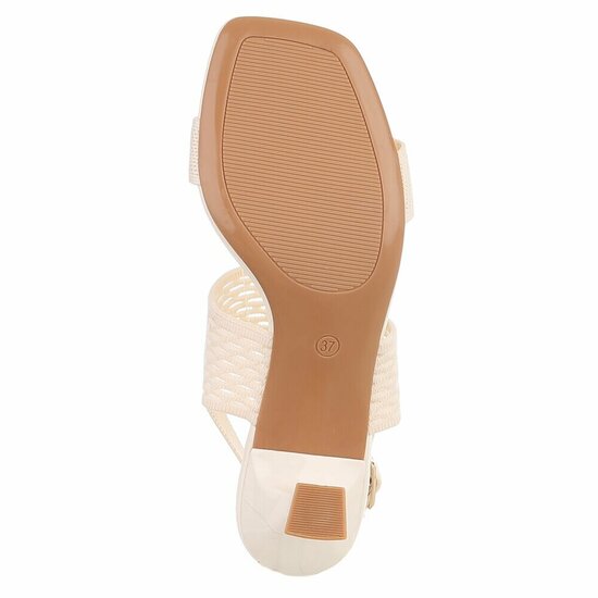 Elegante beige sandalette met sculptuurhak