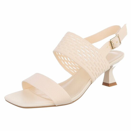 Elegante beige sandalette met sculptuurhak
