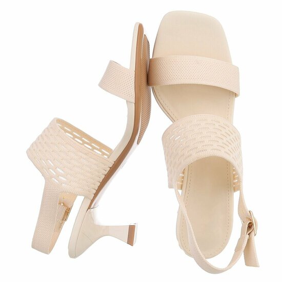 Elegante beige sandalette met sculptuurhak