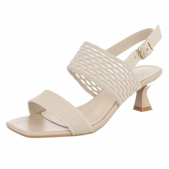 Elegante kaki sandalette met sculptuurhak