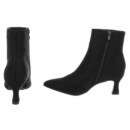 Zwart daimen enkellaarsje Adiva met strass