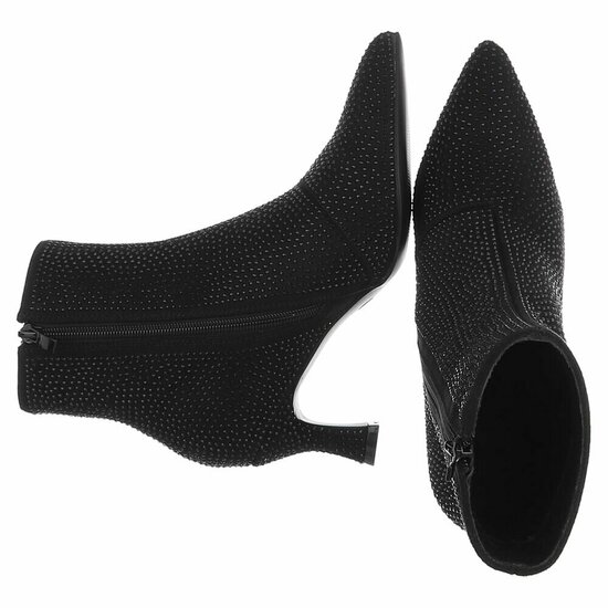 Zwart daimen enkellaarsje Adiva met strass