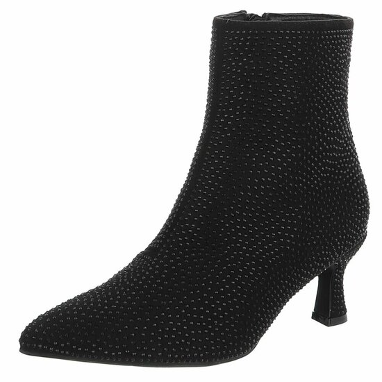 Zwart daimen enkellaarsje Adiva met strass