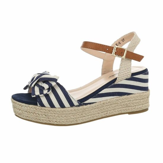 Zomerse blauwe wedge sandaal Manon.