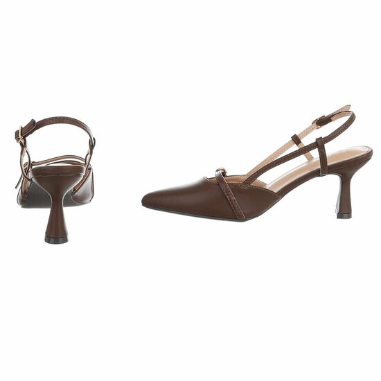 Elegante slingback hakken Charouse met puntneus – bruin
