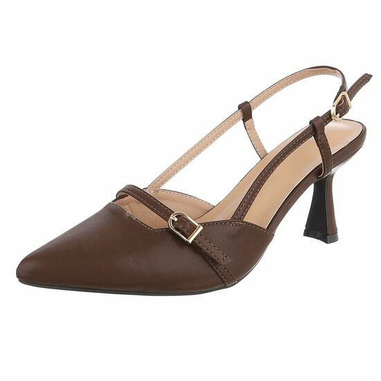 Elegante slingback hakken Charouse met puntneus – bruin