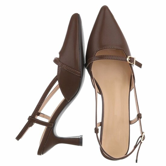 Elegante slingback hakken Charouse met puntneus – bruin