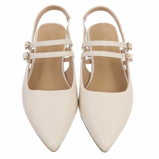 Elegante slingback hakken Meriam met dubbele bandjes – beige