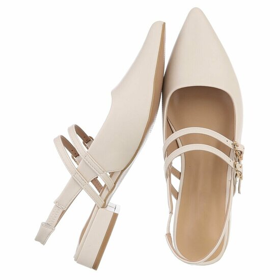 Elegante slingback hakken Meriam met dubbele bandjes – beige