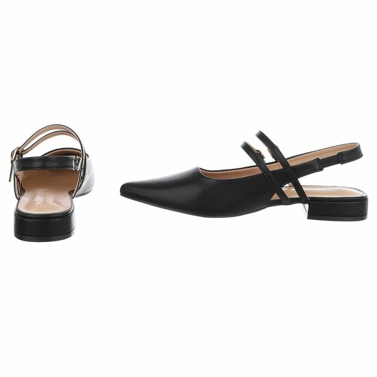 Elegante slingback hakken Meriam met dubbele bandjes – zwart