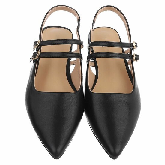 Elegante slingback hakken Meriam met dubbele bandjes – zwart