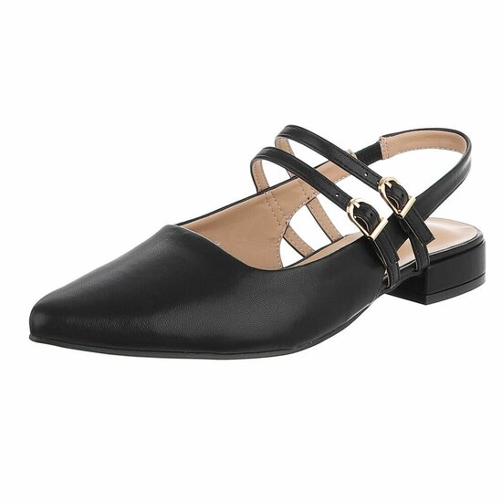 Elegante slingback hakken Meriam met dubbele bandjes – zwart