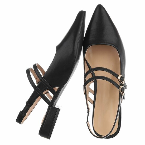 Elegante slingback hakken Meriam met dubbele bandjes – zwart