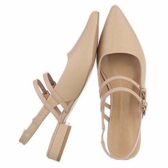 Elegante slingback hakken Meriam met dubbele bandjes – kaki