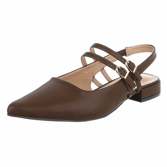 Elegante slingback hakken Meriam met dubbele bandjes – bruin