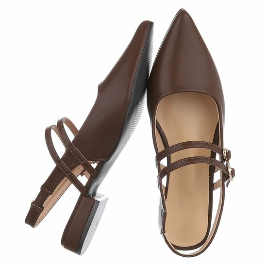 Elegante slingback hakken Meriam met dubbele bandjes – bruin