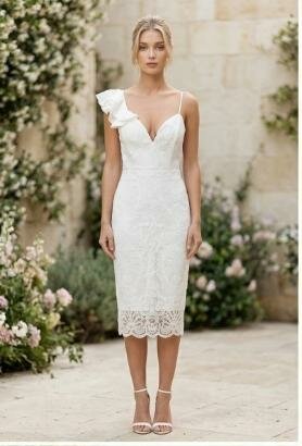 Prachtige witte midi jurk in kant