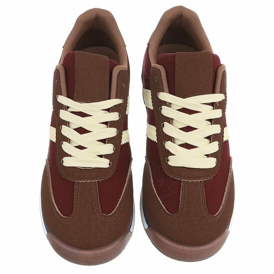 Sportieve bruine sneakers Chelsy met beige accenten