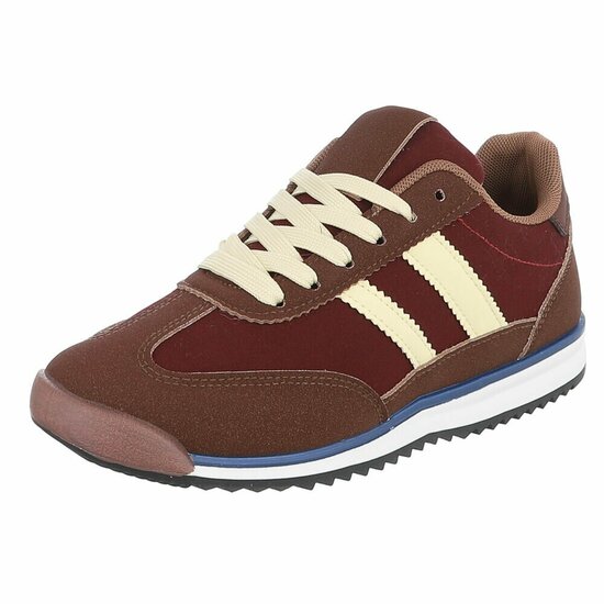 Sportieve bruine sneakers Chelsy met beige accenten