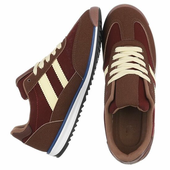 Sportieve bruine sneakers Chelsy met beige accenten