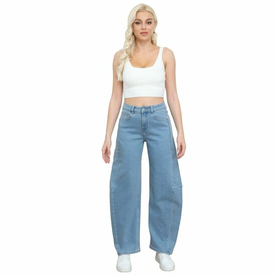 Lichtblauwe wide leg jeans met moderne pasvorm