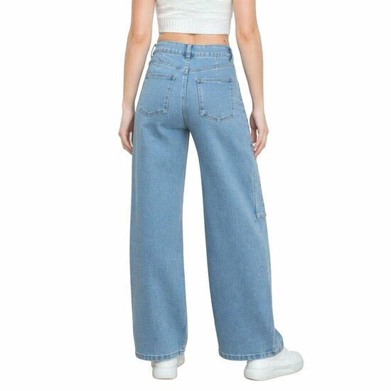 Lichtblauwe wide leg jeans met moderne pasvorm