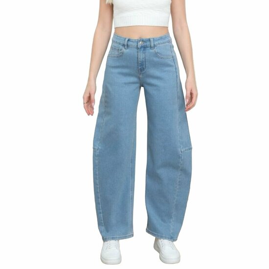 Lichtblauwe wide leg jeans met moderne pasvorm