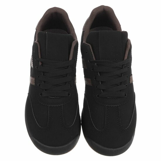 Sportieve zwarte sneakers Chelsy met bruine accenten