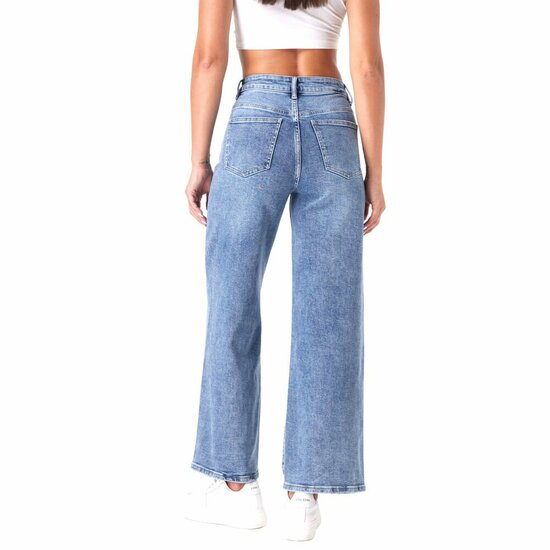 Luxe lichtblauwe wide leg jeans met tijdloze pasvorm
