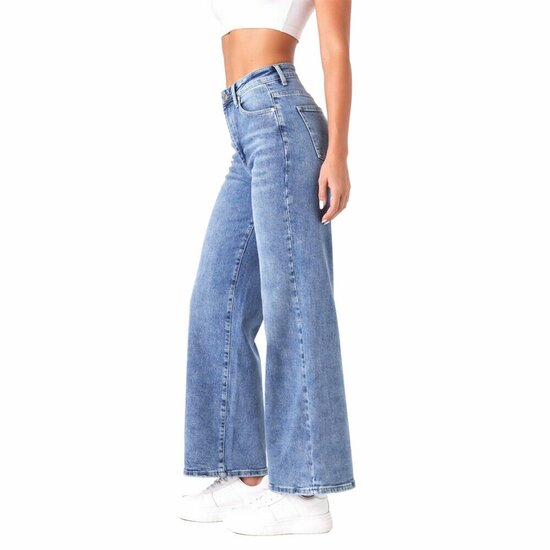 Luxe lichtblauwe wide leg jeans met tijdloze pasvorm