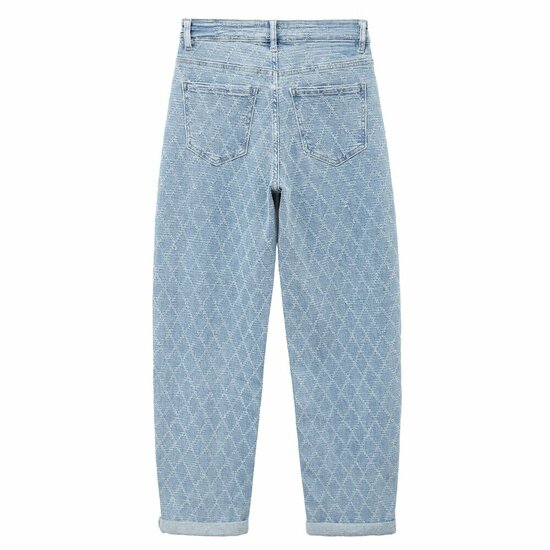 Luxe lichtblauwe wide leg jeans met subtiel patroon