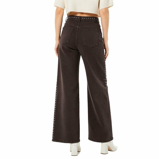 Bruine wide leg jeans met studs