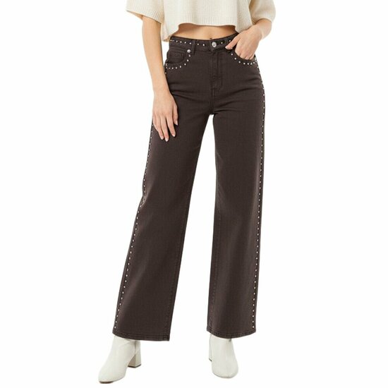 Bruine wide leg jeans met studs
