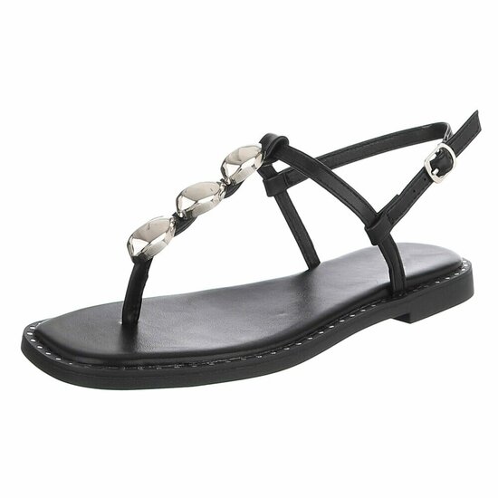 Zwarte sandaal Murielle met metalen detail