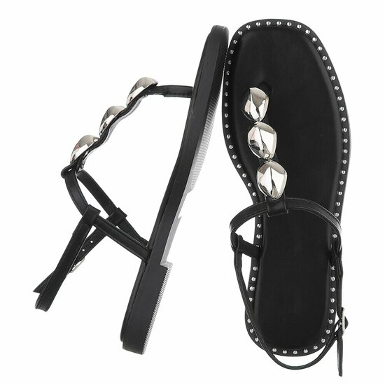 Zwarte sandaal Murielle met metalen detail
